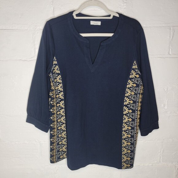 Pure Jill Tops - Pure Jill Women's Large Shirt Top Blue Embroidered